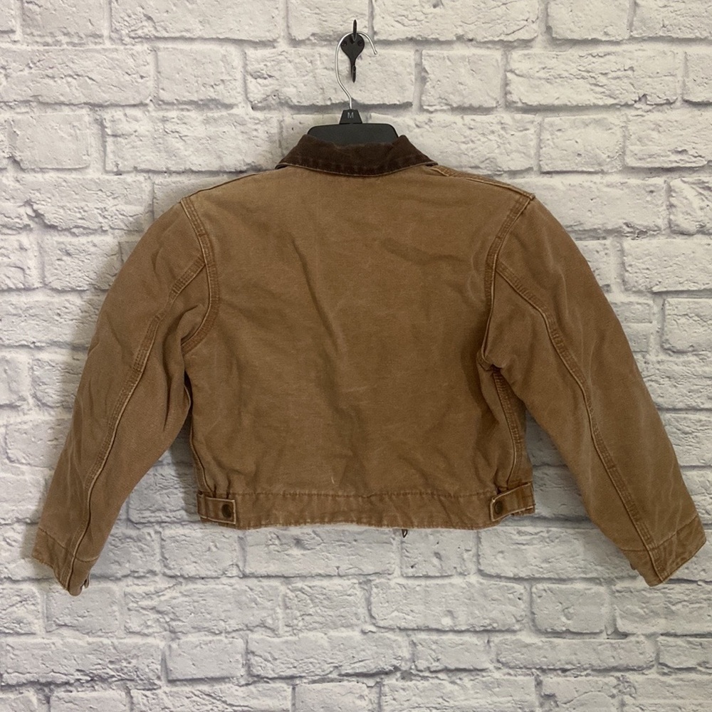 Boy's Vintage Carhartt Brown Canvas Zip Up Fleece Lined Jacket size Medium 8 - Picture 7 of 15